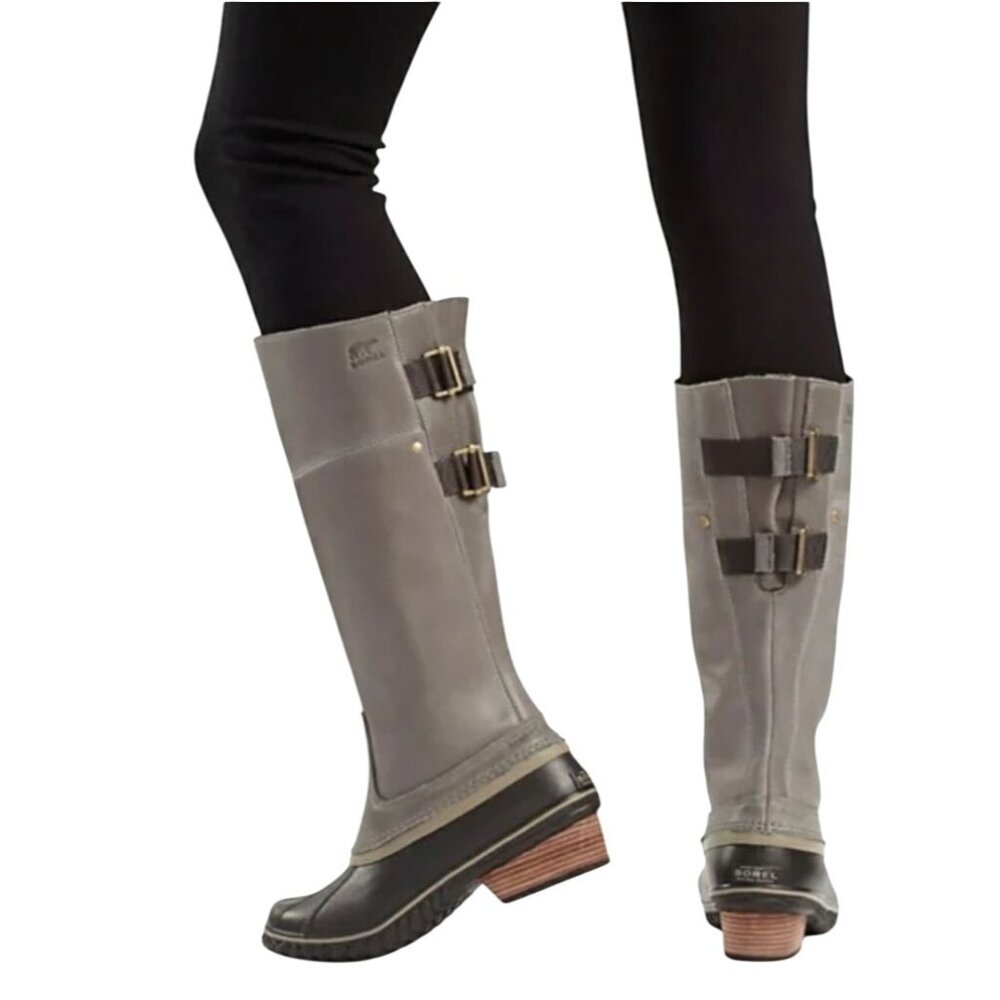 New Sorel Slimpack Riding Tall II Gray Leather Snow Boot Size 10 No box HTF
